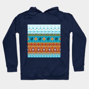 Cross stitch work ethnic pattern Pixel Hoodie